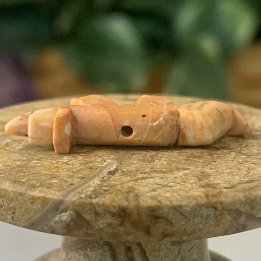Native American Zuni Hand Carved Wolf Fox Fetish Bead Stone Animal Vintage 1.2" - Picture 11 of 13